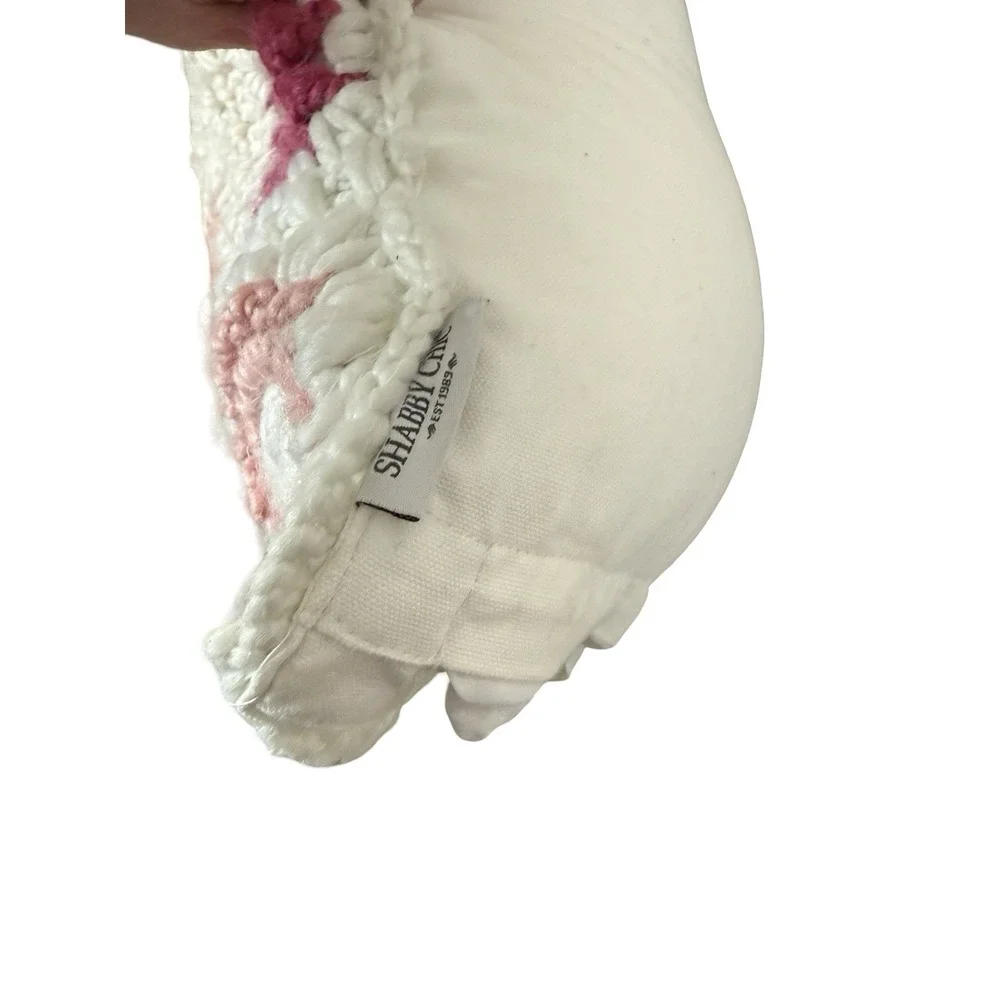 Shabby Chic Pink white granny square throw‎ pillow 19x18